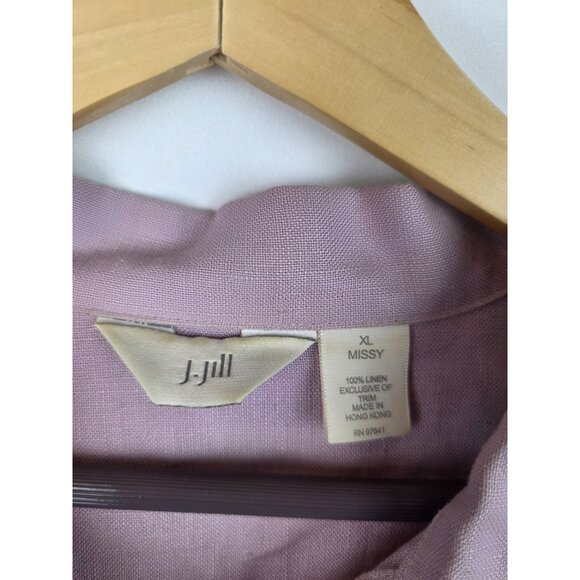 J.Jill Womens Outfit Size XL Missy Purple Linen Long Sleeve Top & Skirt Set - Picture 4 of 16